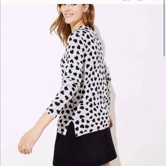 NWT LOFT Heart Mock Neck Sweater, XL, side vents, 41% Viscose/33% Nylon/26% Wool - Picture 3 of 12